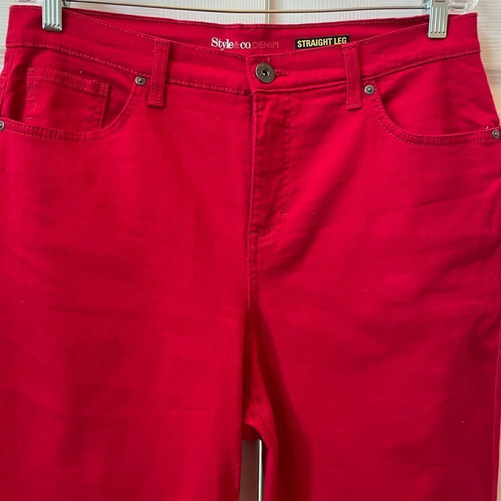 Style & Co. Women's Red Straight Leg Jeans size 12 EUC